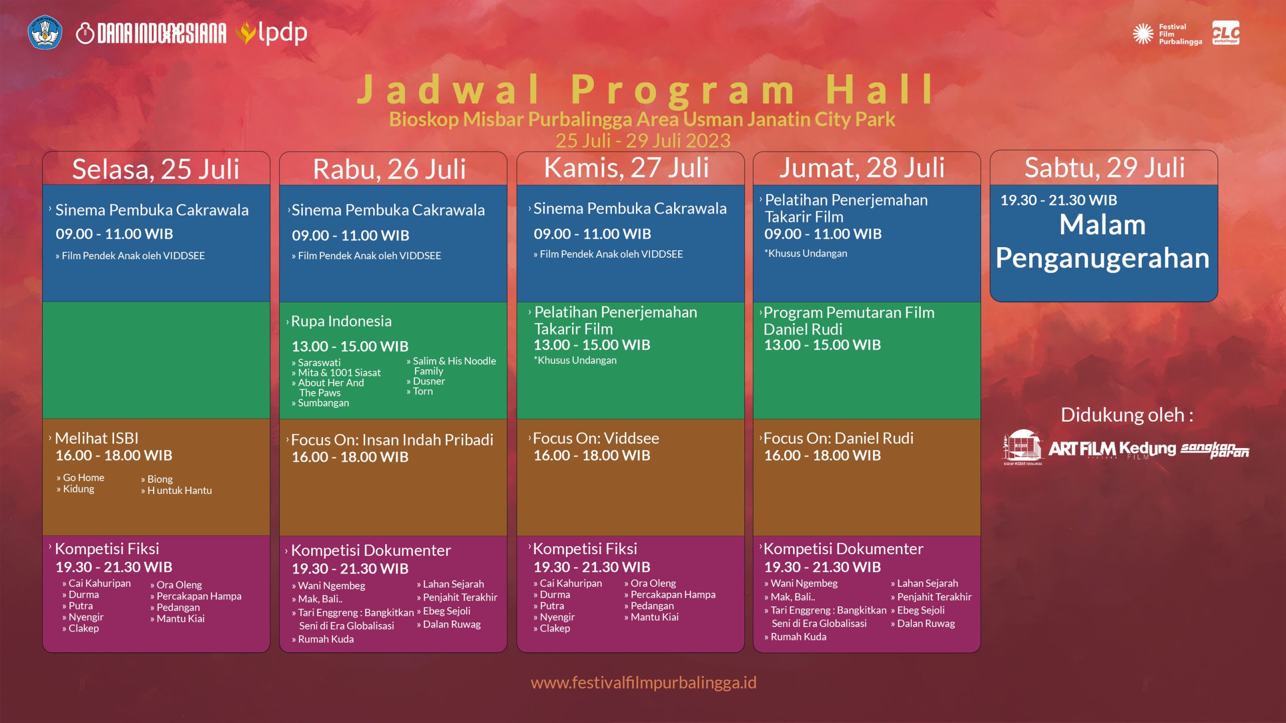Jadwal Program Hall Full 17th FFP Convert